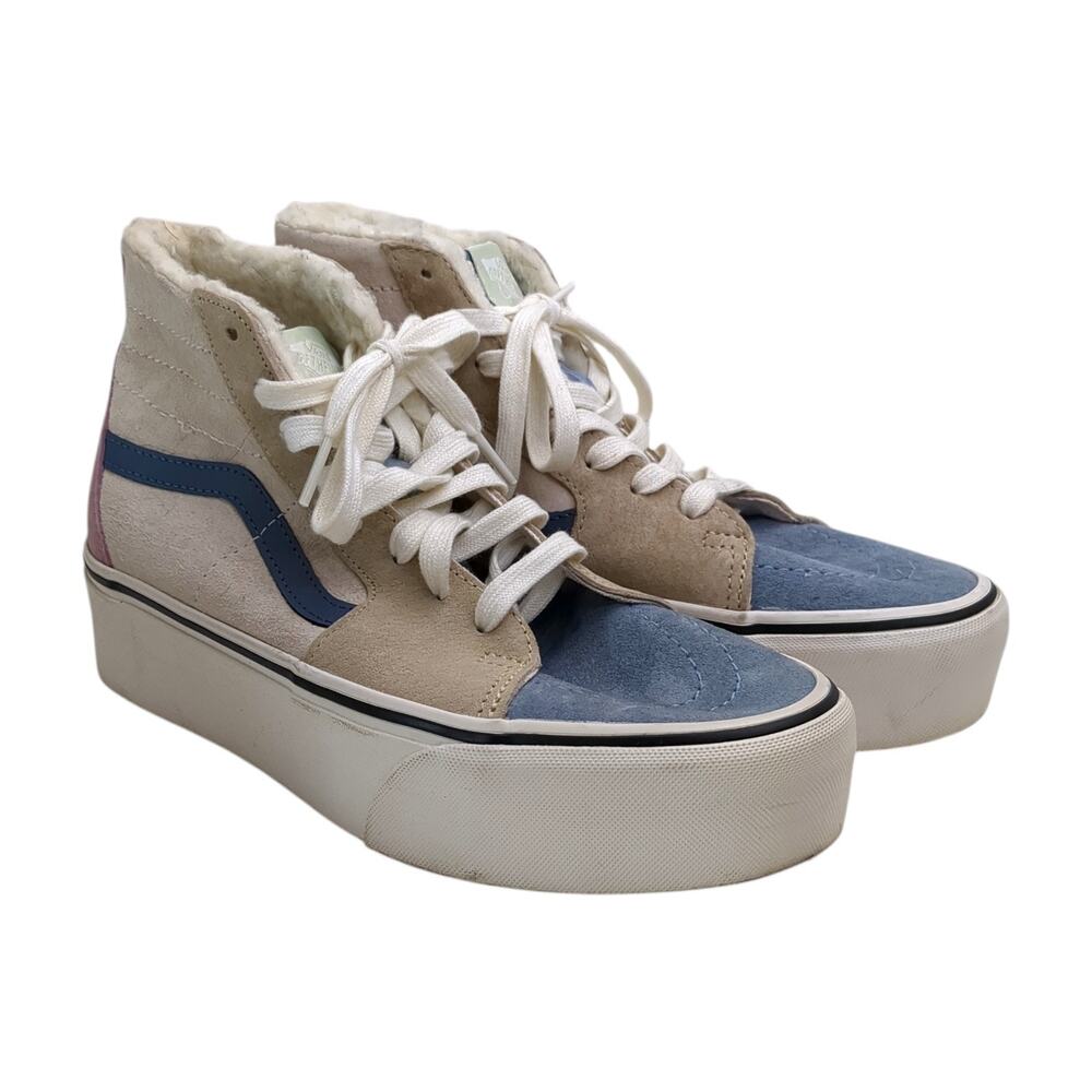 Vans SK8 Hi Platform Tapered Stackform Shoes Womens 8.5 Suede Sherpa High Top